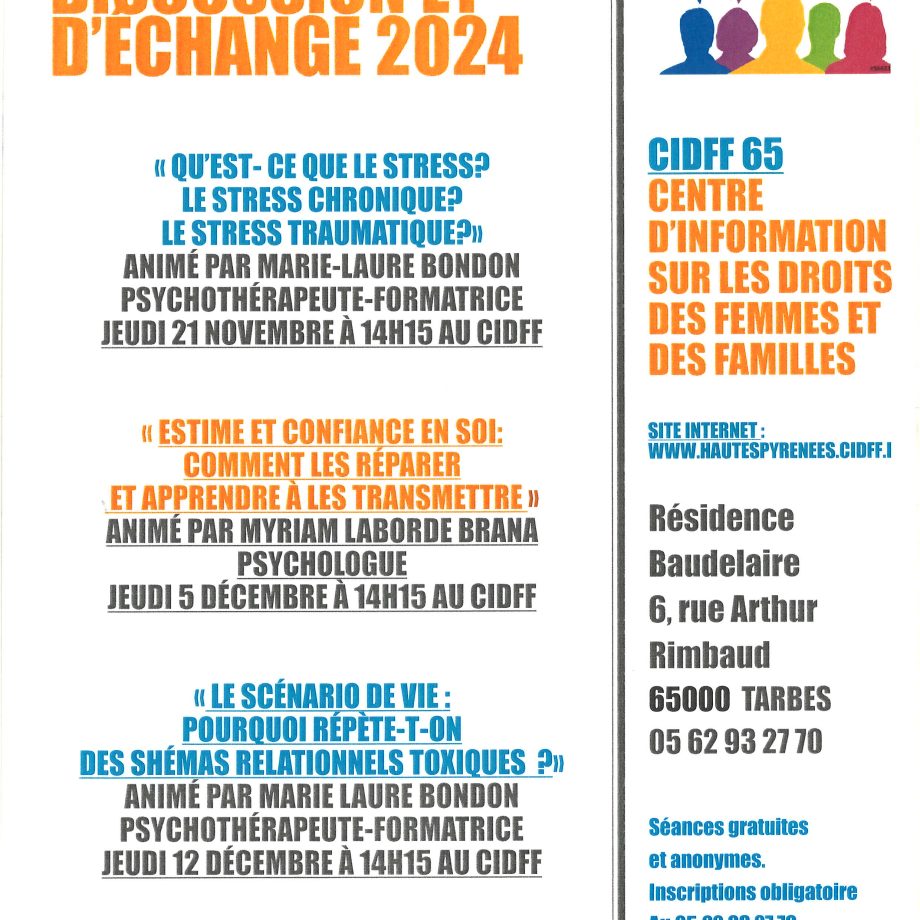 PROGRAMME GROUPES D’ÉCHANGE ET DE DISCUSSION AU CIDFF65